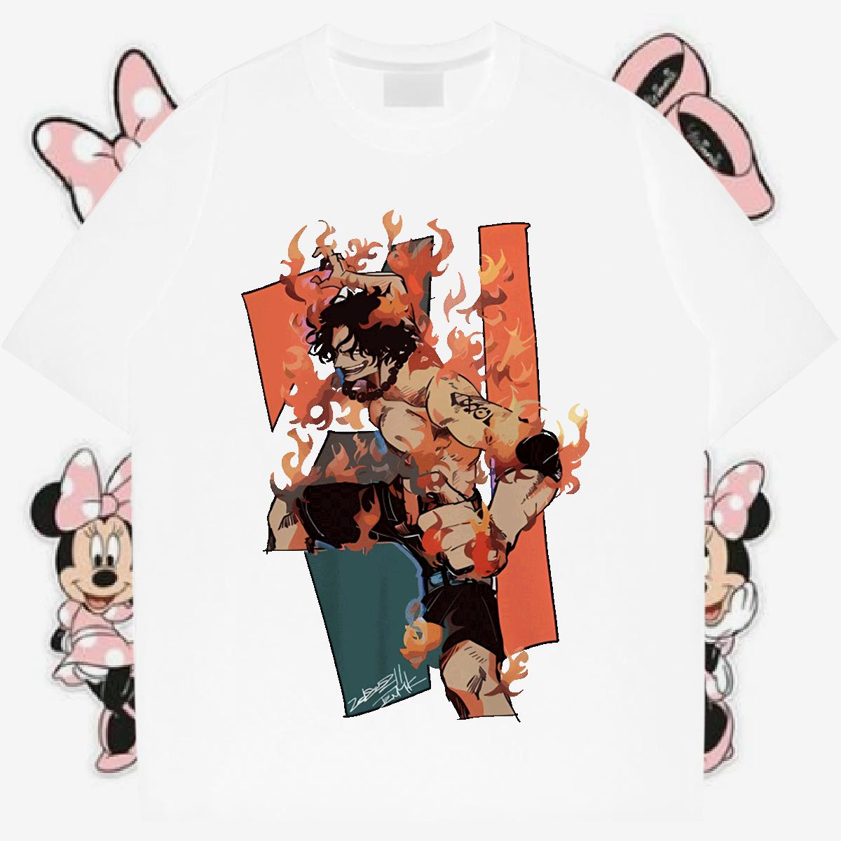 DIY Men T Shirts Floral Print Street Men Tees Breathable Crew Neck Cotton Loose