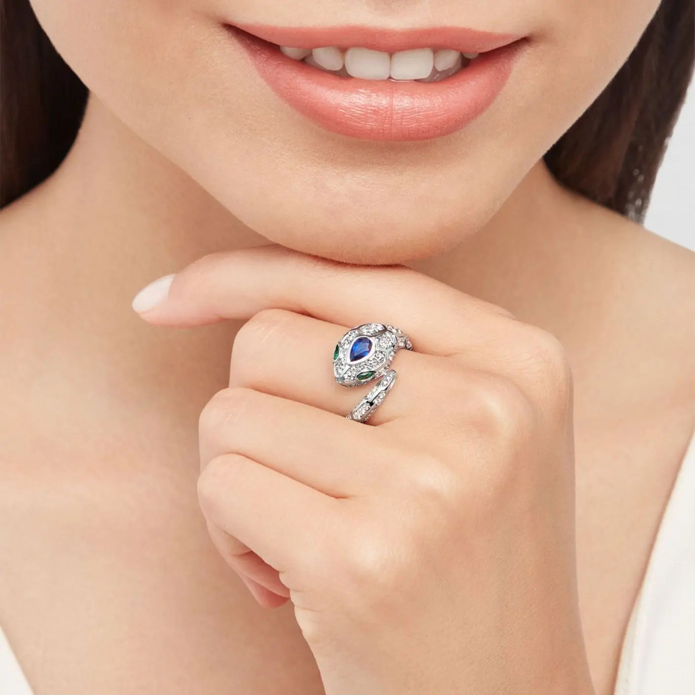 ZOCA 925 Sterling Silver Snake Shape Finger Ring Animal Ring for Women Pave Setting Zircon Fine Jewelry 240711