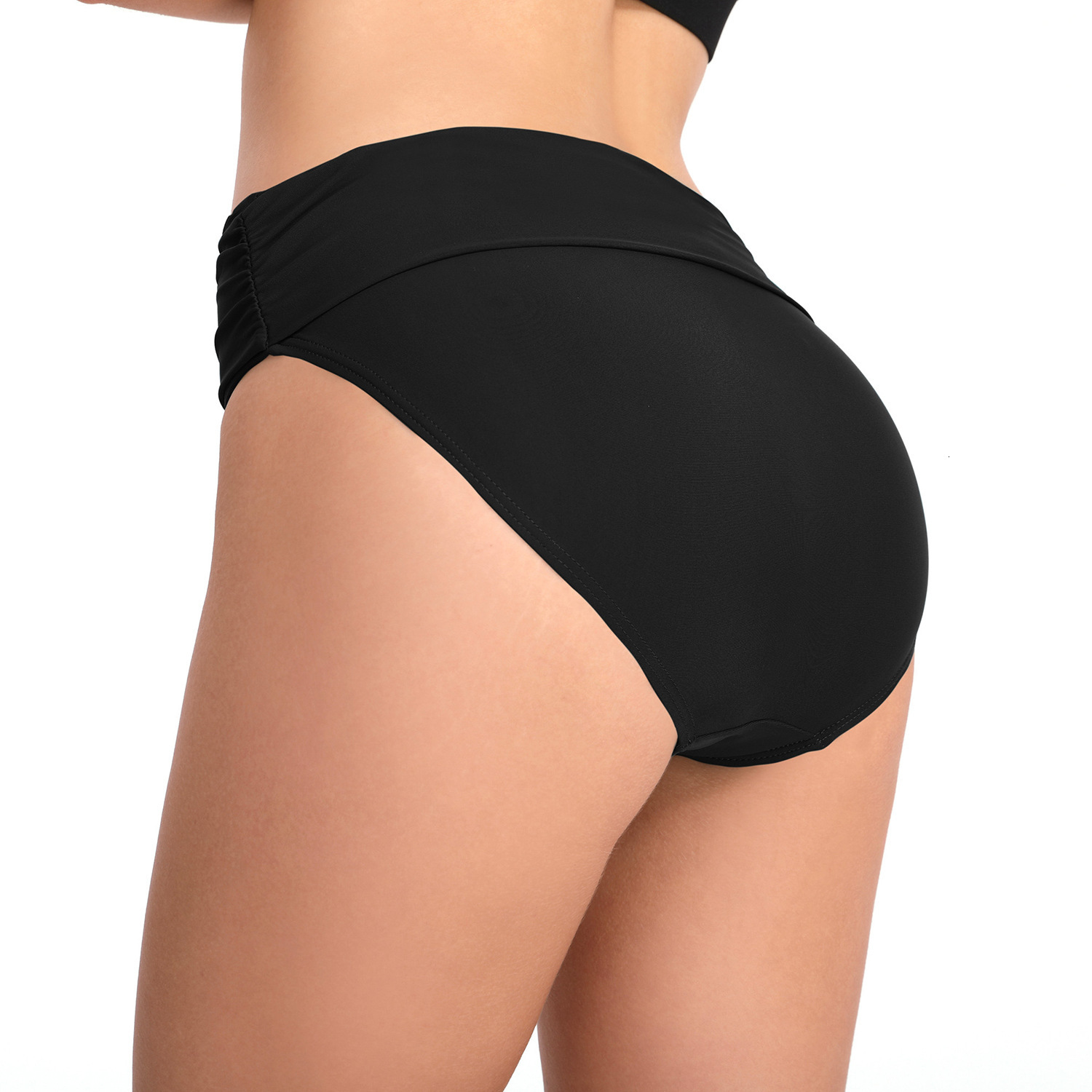 Gentle Wind Long Fashion New Pattern Versatile Popular Sexy Elastic Hip Lifting Pleated Solid Color Women's Triangle Trunks, Beach Swimming Trunk