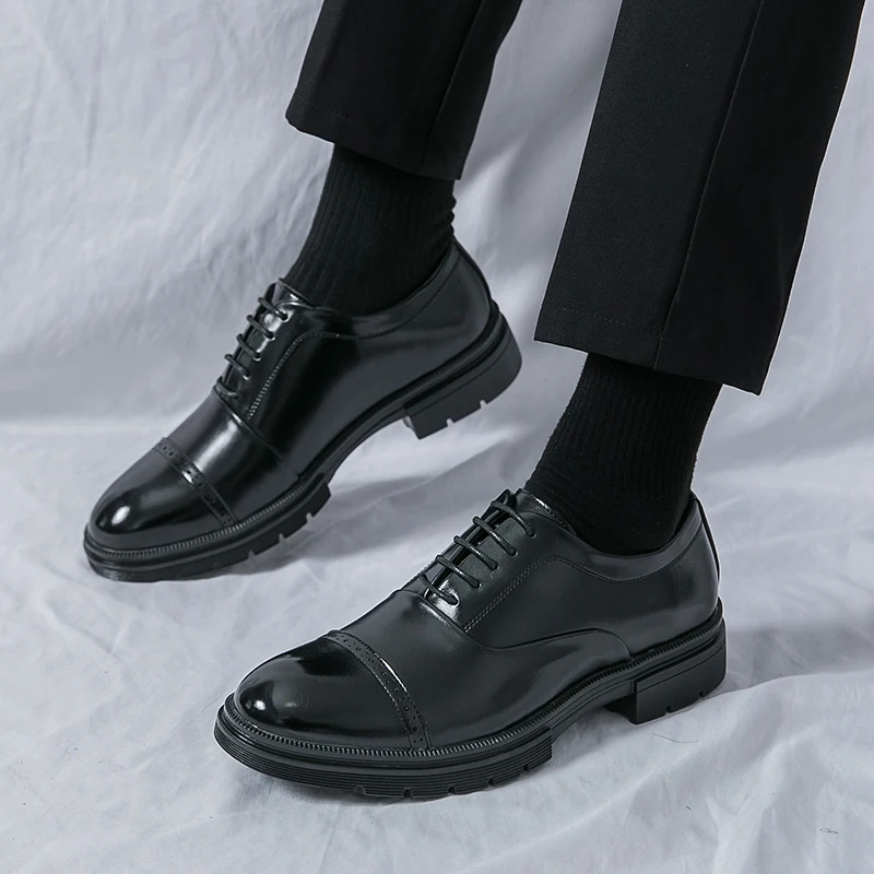 British Style Leather Shoes Men Formal Leather Brown Business Shoes Male Fashion Mens Dress Shoes Men Loafers 240708