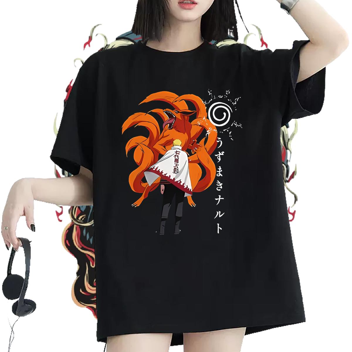 Fashion Casual T-Shirts Breathable Crew Neck Cotton Anime Print Tees Sports Casual Popular Women Tees