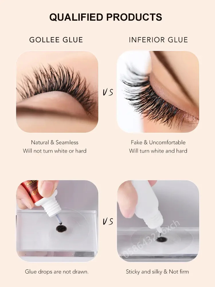 Gollee transparent eyelash extension adhesive is used for color or black false eyelash adhesive or eyebrow pink transparent eyelash extension adhesive