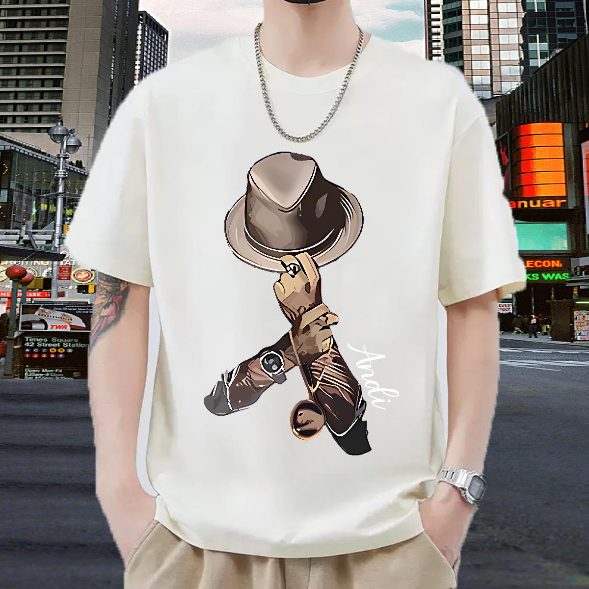 Fashion Design Men T Shirts Cartoon Print Hip Hop Street Men Tops Tees Cotton Breathable Popular