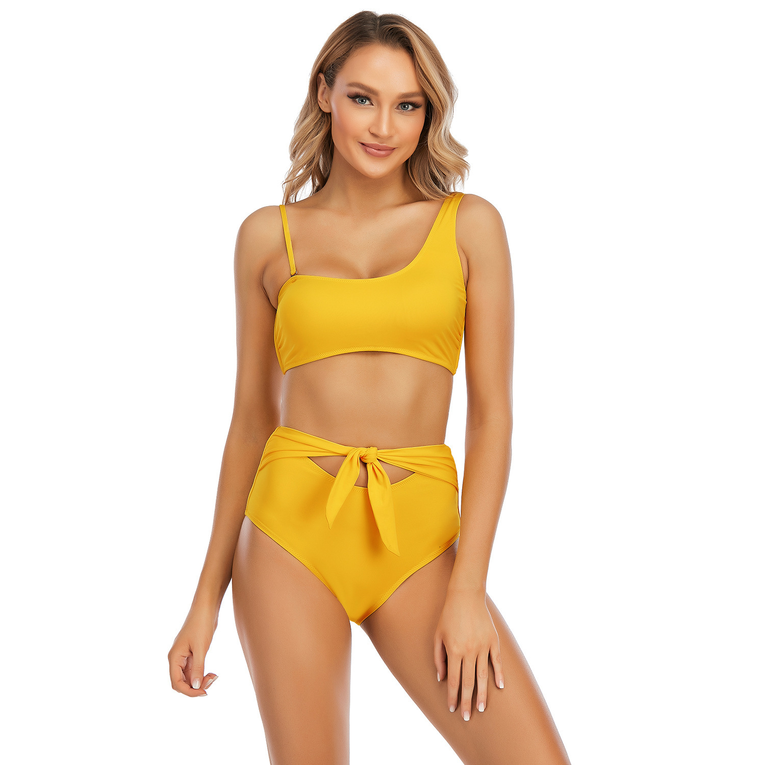 Beach New Arrival New Product Retro Washable Popular Solid Fashion 2023 New Sexy Sling Split High Waist Bikini Open Back Swimsuit Bifurcated Sexy Loos