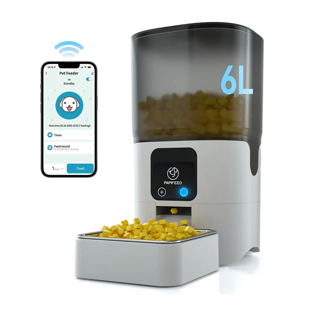 Smart Automatic Cat Feeders WiFi Pet Feeder with APP Control for Remote Feeding, Cat Food Dispenser 1-30 Meals Per Day for Dog