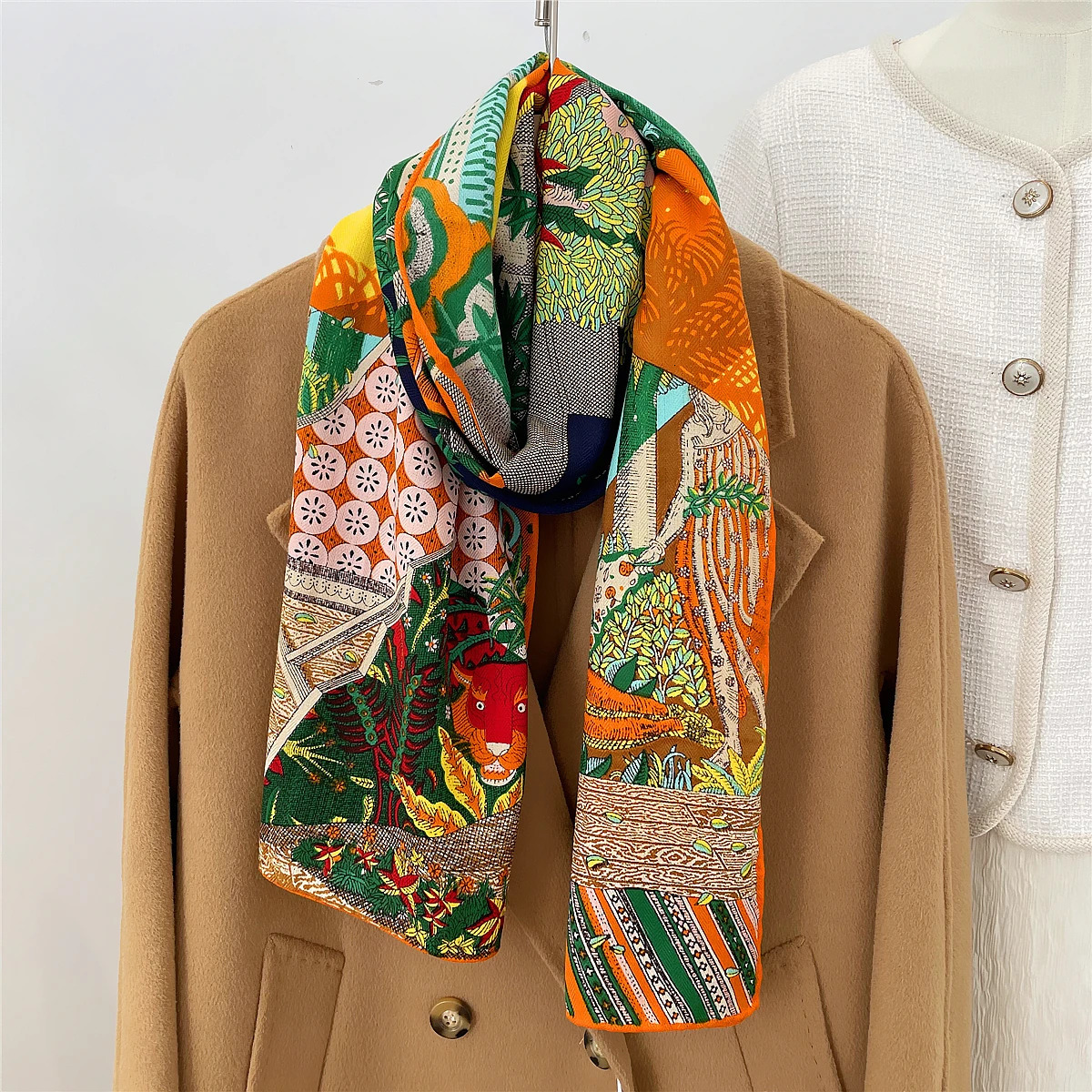 160x33CM Winter Thicken Silk Cashmere Scarf Women Hand Rolled Shawls Big Dots Print Long Scarves Wrap Bandana Big Hijabs Female 240712