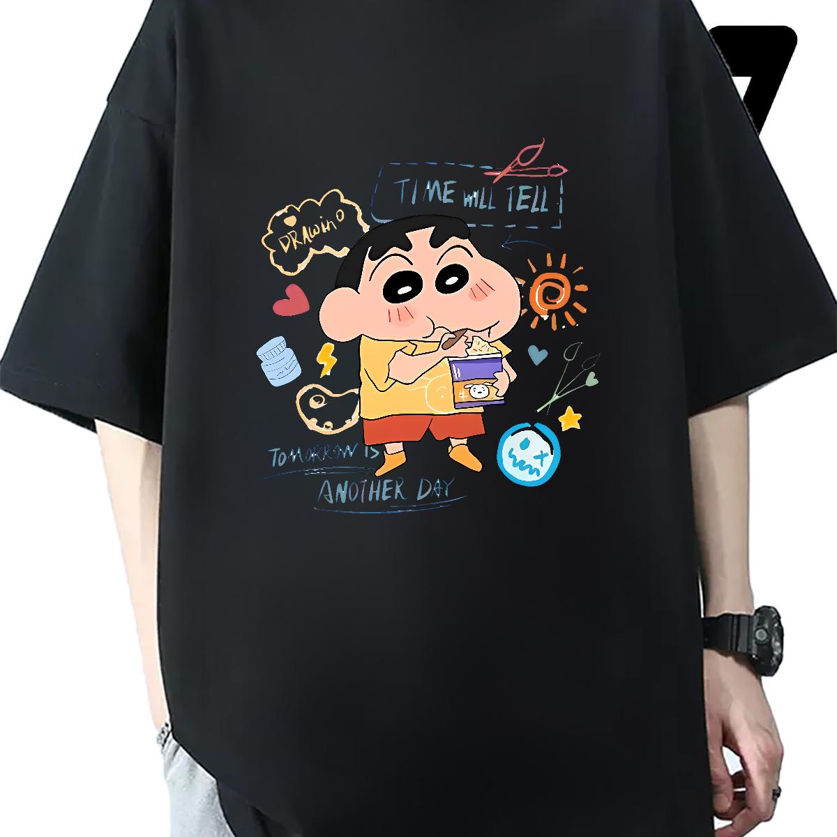 Customized Men T Shirts Cartoon Print Home Outdoor Men Tops Tees Short Sleeve Cotton O-Neck Cool