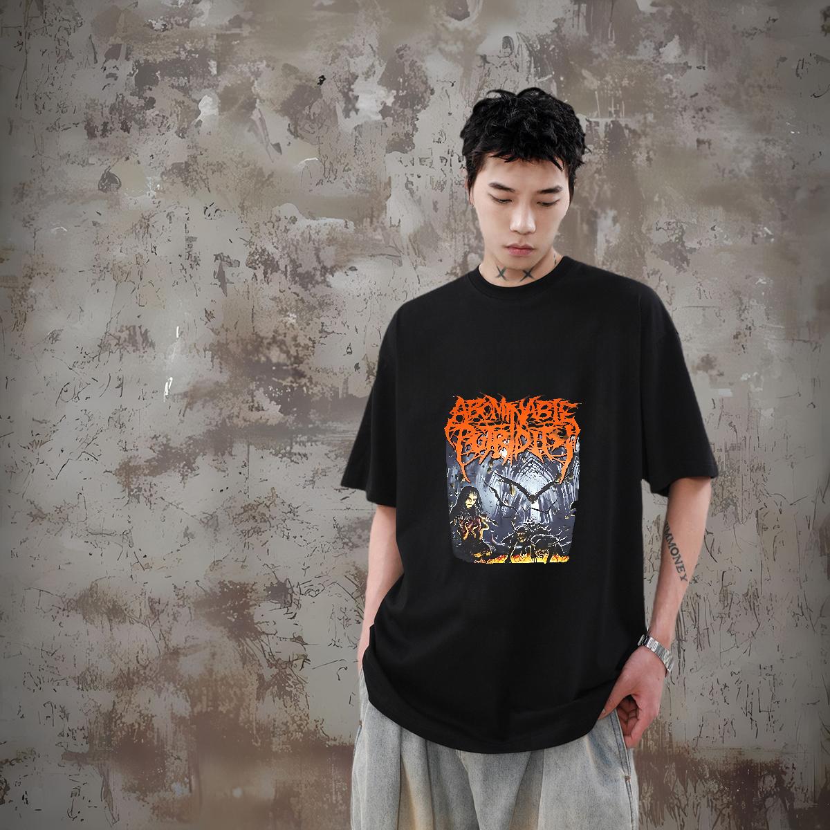 Unisex Men Clothes T-Shirt Round Neck Short Sleeve Street wear Hip Hop T Shirts Men DIY Printed Fashion Casual Wear