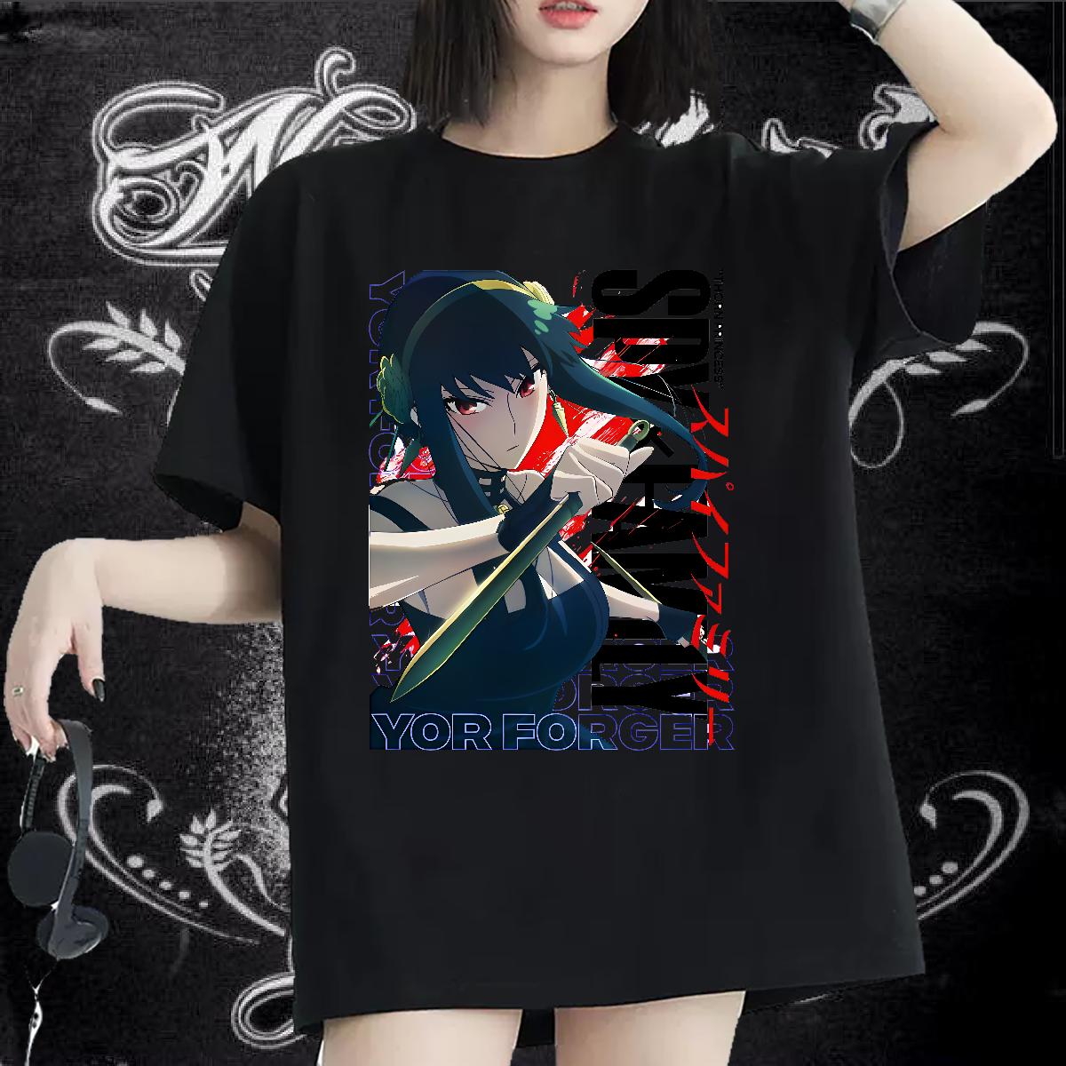 Breathable Crew Neck T-Shirts Stylist Hip Hop Women Tshirts Cartoon Anime Female Top Shirts
