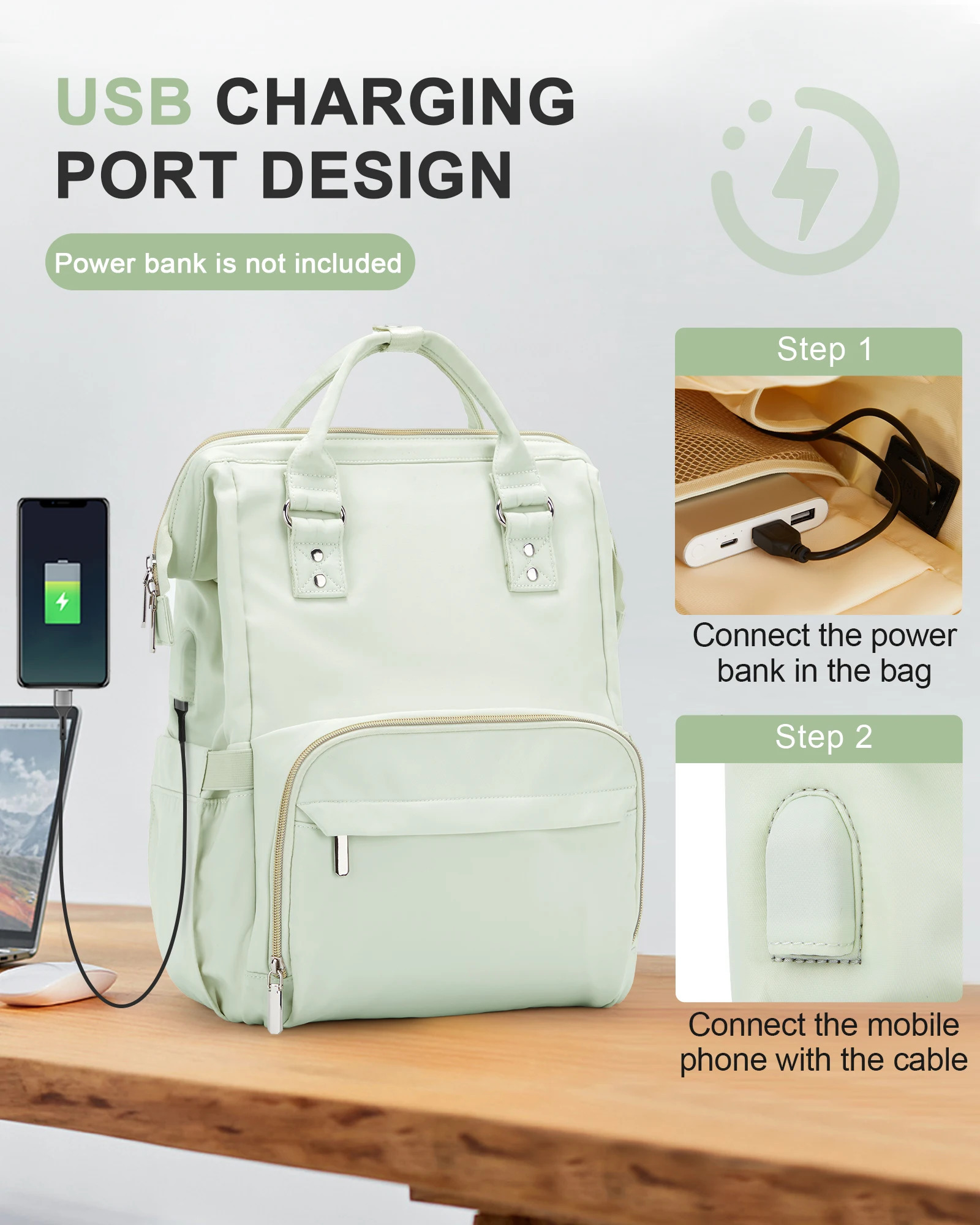 Womens laptop backpack waterproof travel work backpack wallet fashionable business teacher nurse computer bag with USB port 240704