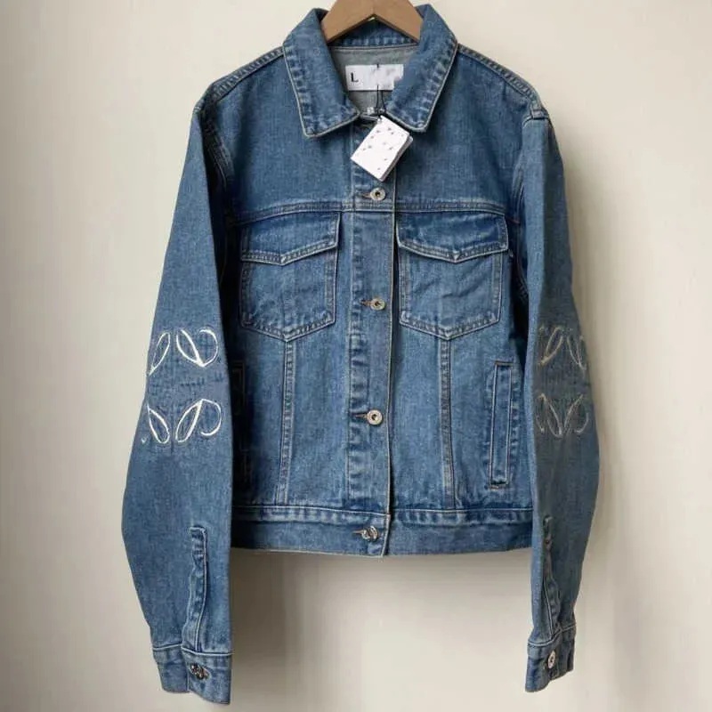 Womens Spring Denim Jacket Embroidered Letter Designer Outwear Long Sleeve Coats Top Cowgirl Clothing