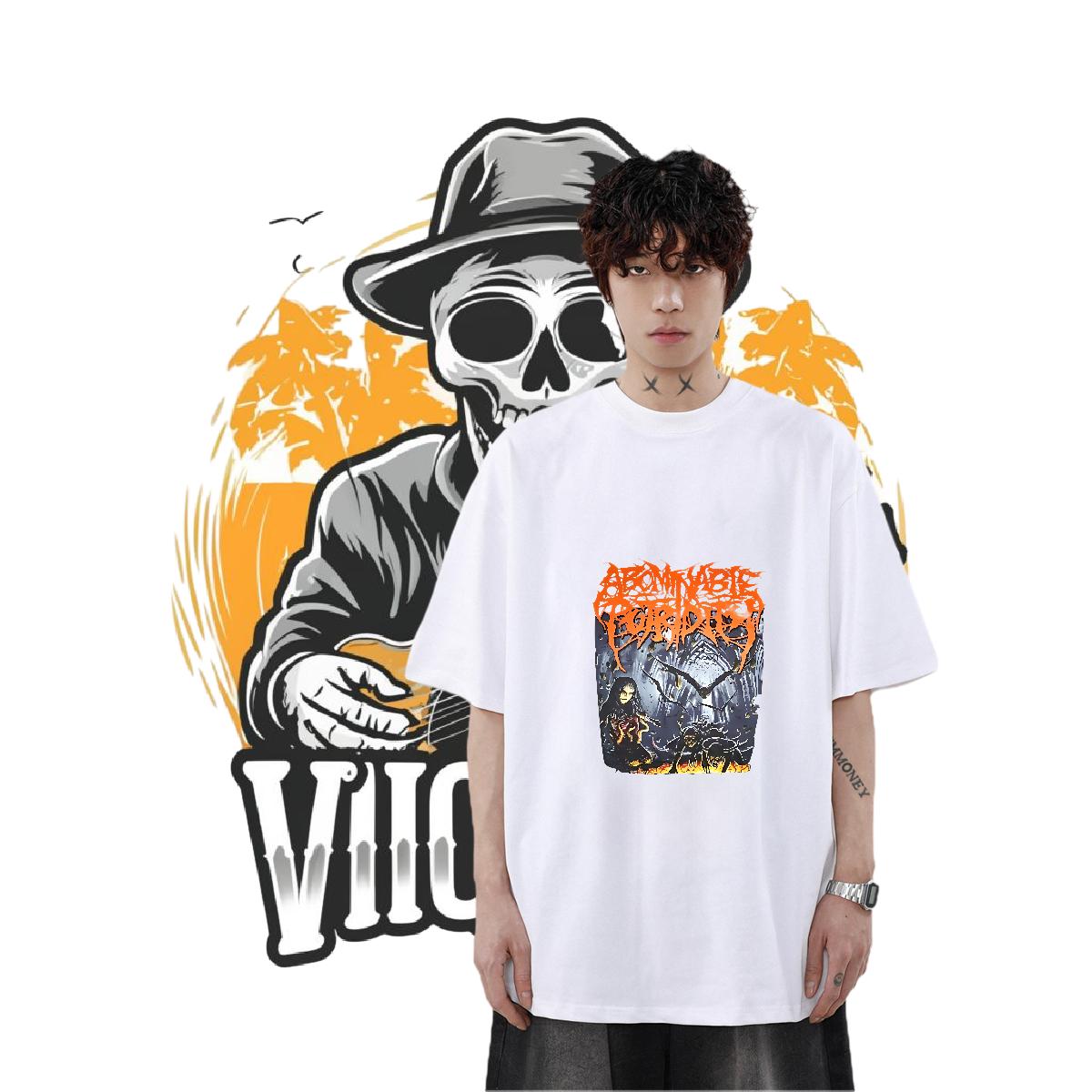 Wholesale Men Tshirts Cotton Breathable Street Wear T-Shirts Skull Fashion New Tees