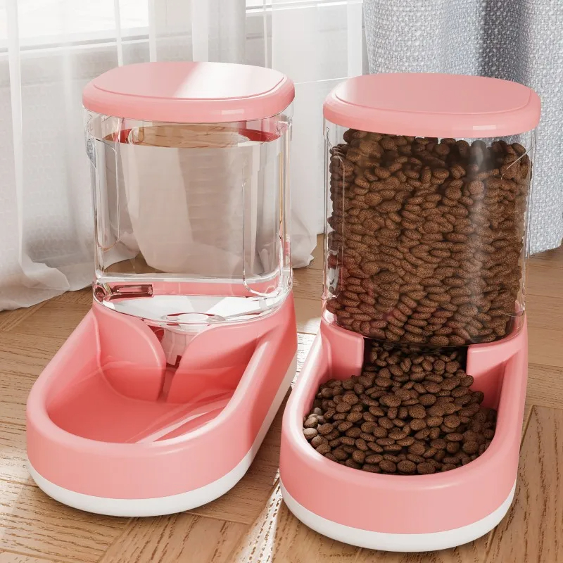 Pet Dog Feeder Cat Automatic Drinking Fountain Cat And Dog Drinking Water Feeding Bowl Transparent Dog Food Storage Dispenser