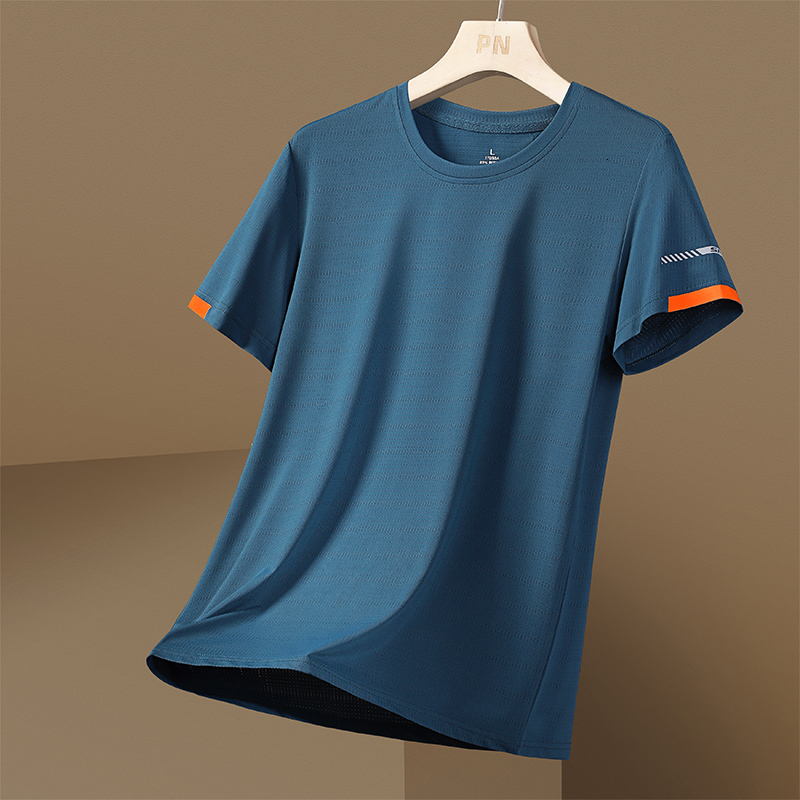 Self operated cloud warehouse summer new feeling cooling elastic ice silk short sleeved casual versatile T-shirt for men