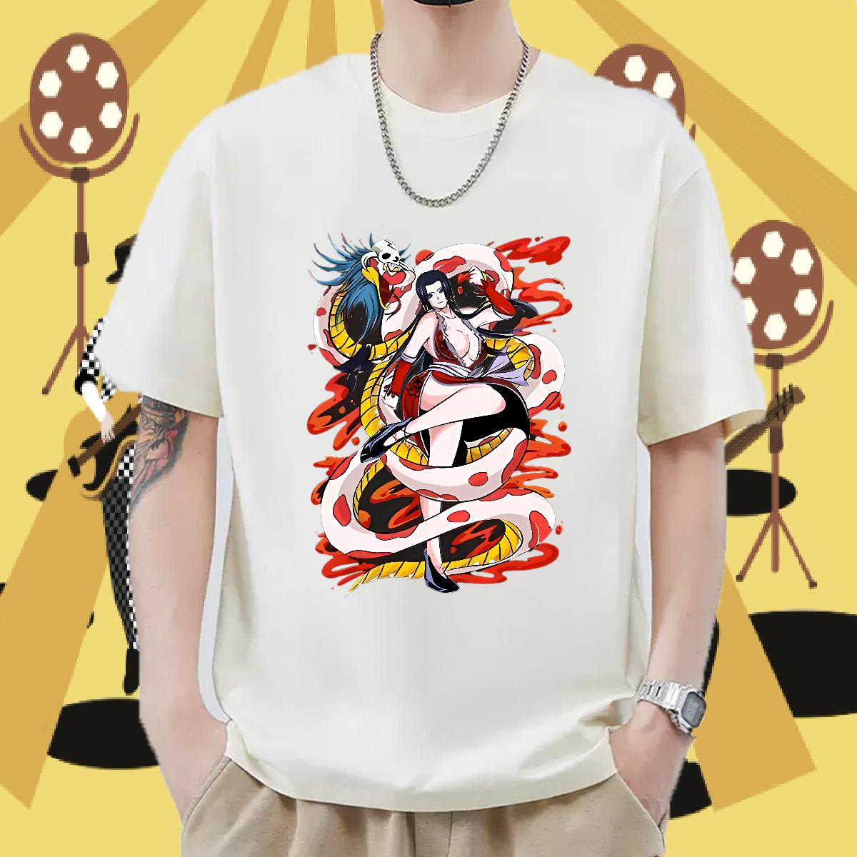 2024 T-Shirts for Men Black Oversized Anime Printing Street Men Tshirts Round Neck Short Sleeve Unisex