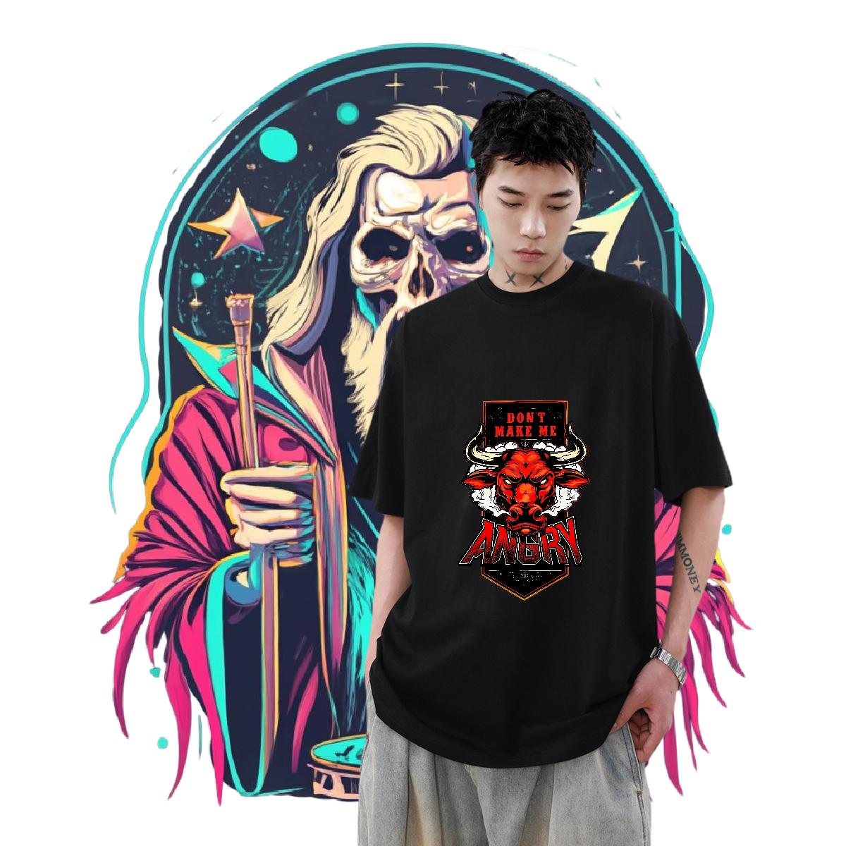 Loose Mens T Shirts High Street Hip Hop Breathable Crew Neck Cotton Tshirt for Man Woman Wholesale Anime Print Tees Shirts