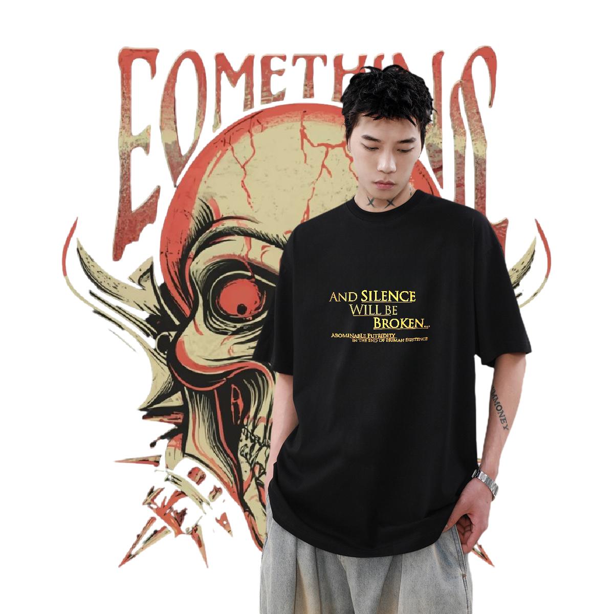 New Men T Shirts DIY Anime Men Tops Tees Daily Wear Breathable Crew Neck Cotton Classic Polos