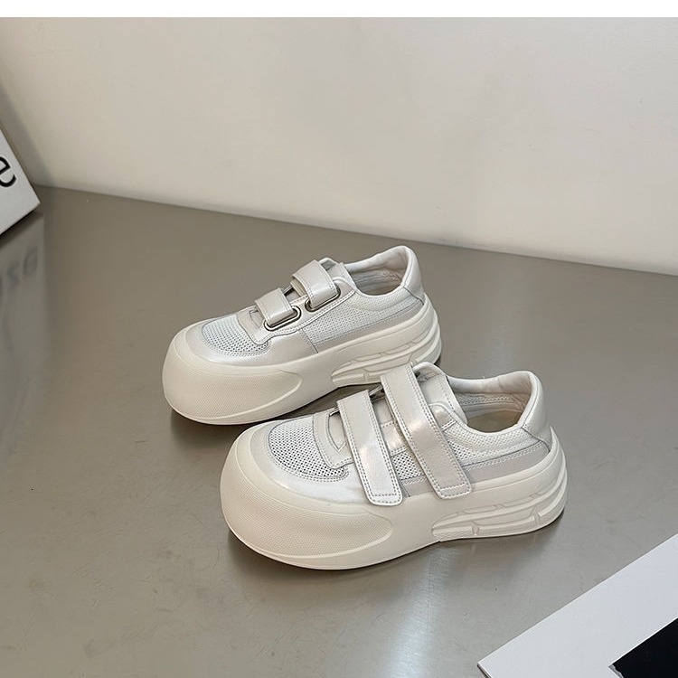 Ddmyoutdoor Soft Thick Sole Spring White Height Increasing Versatile Casual Fashion Sponge Cake Big Head New Mesh Panel Shoes For Women