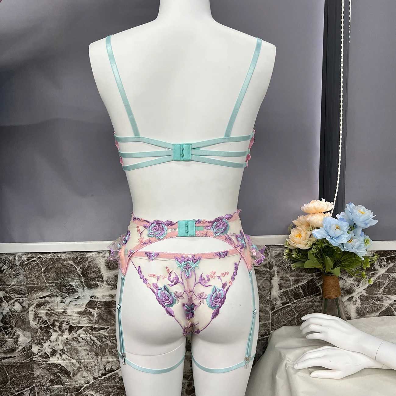 Ellolace Fairy Lingerie Floral Transparent Underwear Ruffle Garter Intimate Delicate Underwear Beautiful See Through OutfitsXJ250301