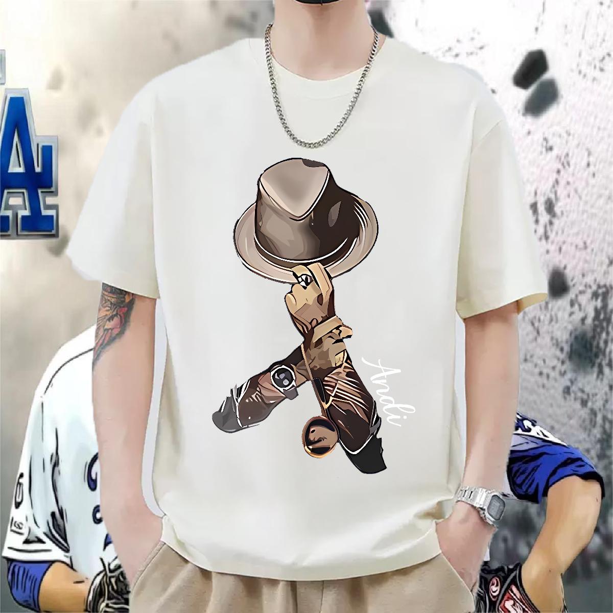 5A Men T Shirts Summer Casual Cotton O Neck Short Sleeves Men Tops Tees Fashion Casual DIY Printed Tshirts