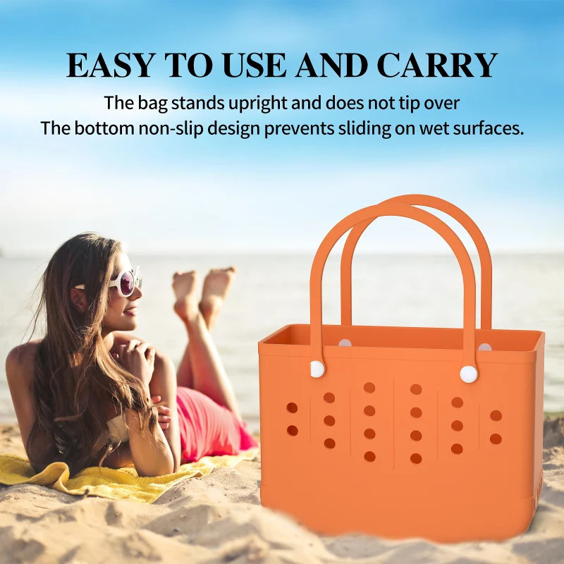 Extra Large Summer EVA Waterproof Women Beach Tote with Holes Pouch Shopping Storage Basket Travel Bag 240708 9de2 4