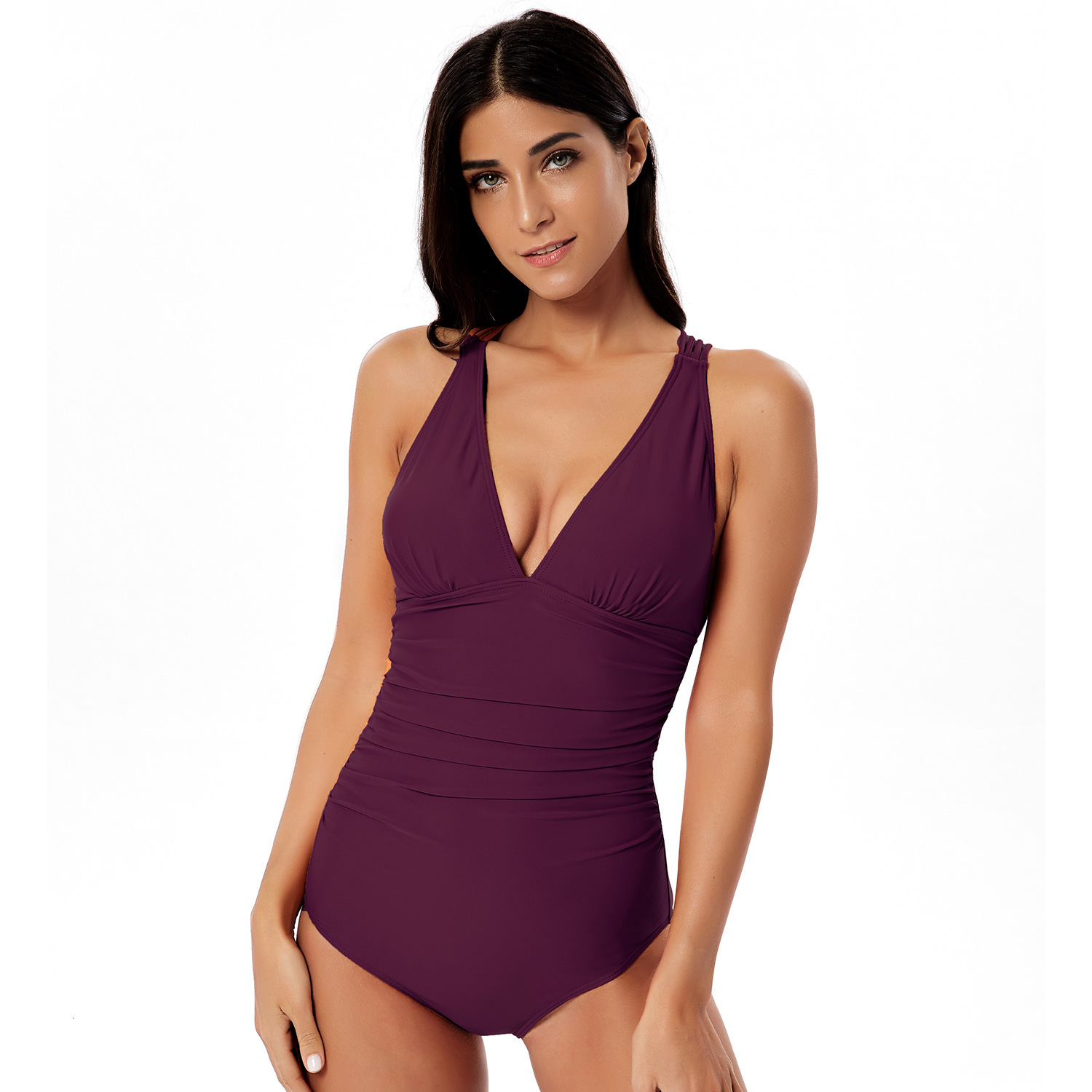 New Product New Arrival Non-ironing Retro Ventilation Popular Temperament Swimming Suit, Sexy Solid Color One-piece Swimsuit, Women's Loose Self-