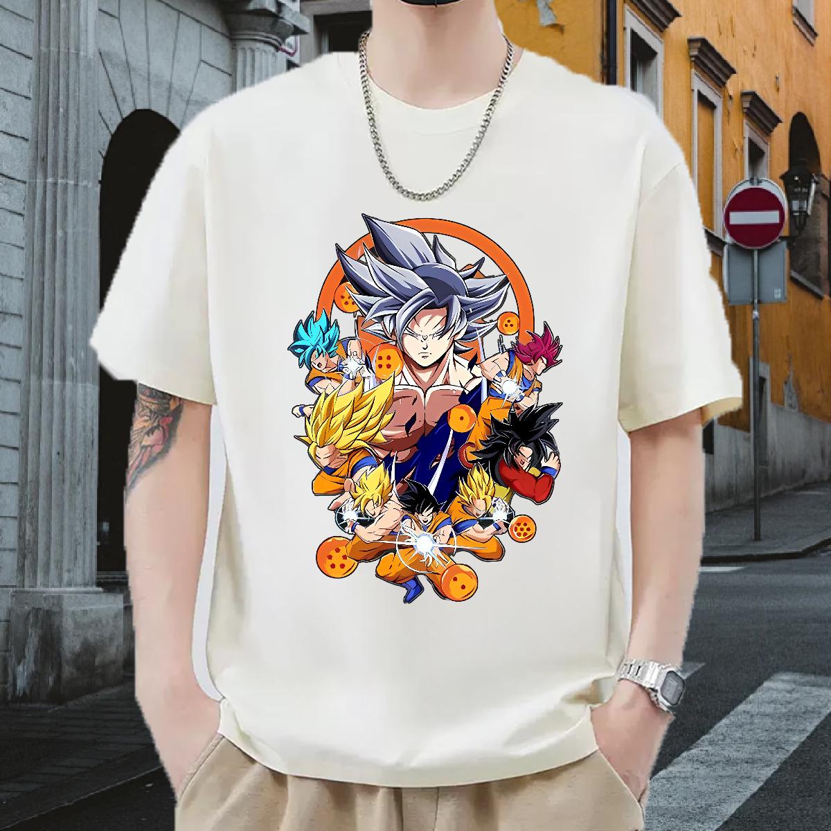 5A T-Shirts Street Wear Cotton O Neck Short Sleeves Men Tees Stylist Anime Print Tees Shirts