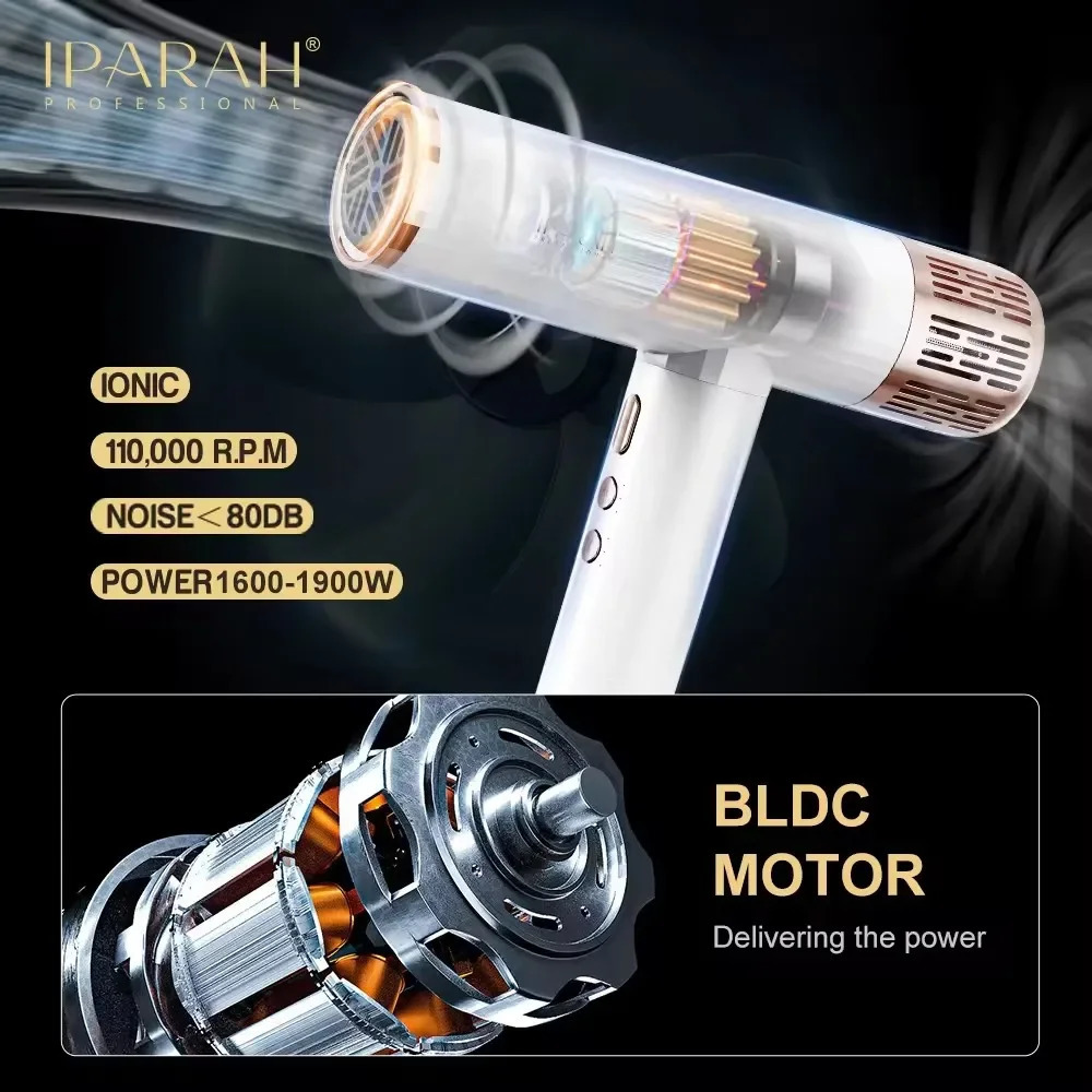 IPARAH Hair Dryer Professional Blow Dryer Negative Ion Hair Care Blow Dryers Brushless Motor 110000 RPM Barber Salon Tools P385 240708