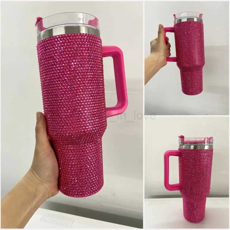 40oz Diamond Tumbler Water Bottle Large Capacity Shiny Rhinestone Vacuum Cup Outdoor Travel Car Thermoses Coffee Mug DrinkwareM240713