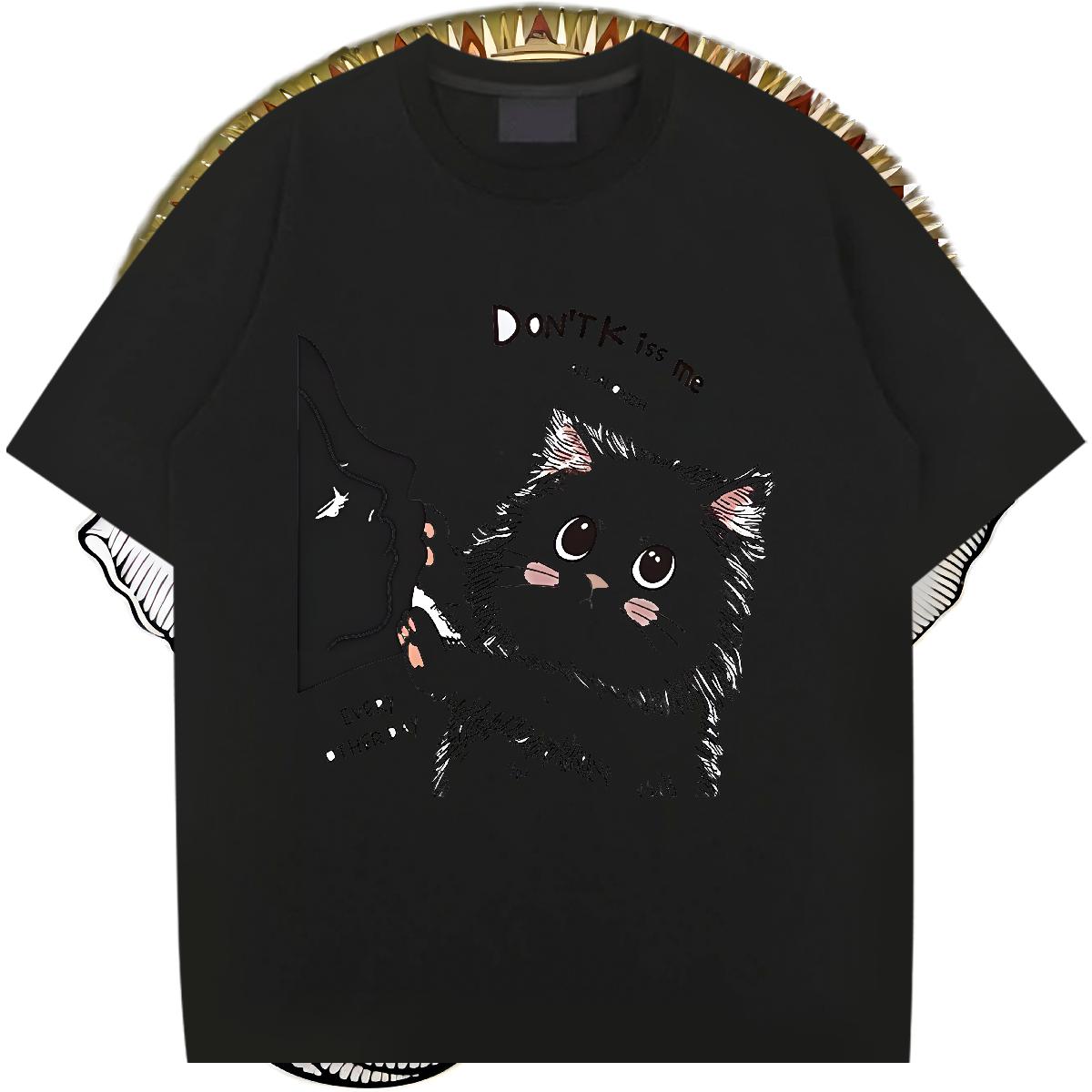 Loose Fit Men Tees Round Neck Short Sleeve Street Casual T Shirts Men Anime Print DIY Customized Tees Shirts