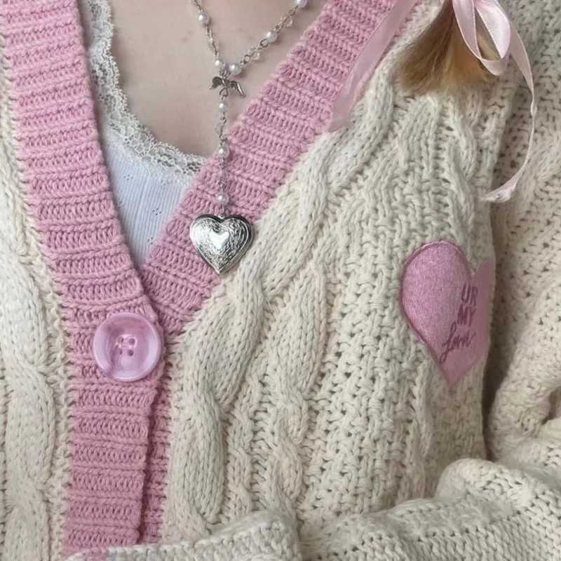 Womens Sweaters Retro celebrity print knitted lover Taylor cardigan sweater womens Swift sweater button up long sleeved jacket oversized Y2K cardigan 