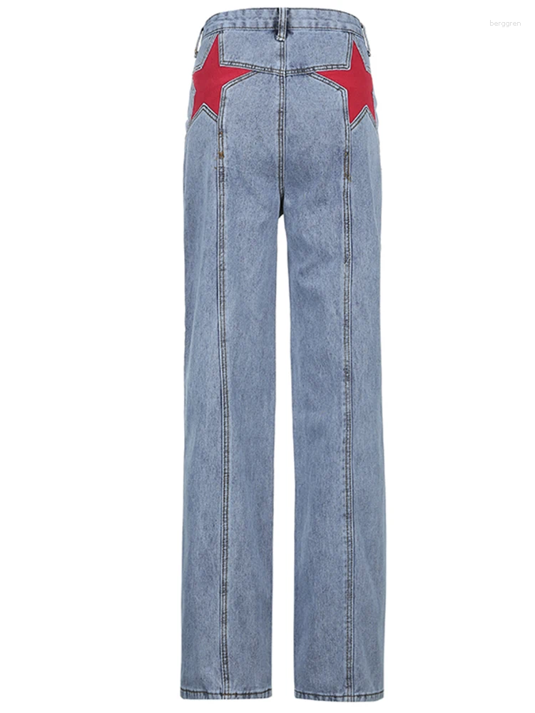 Womens Jeans Vintage Star Print High Waist Women Harajuku 90s Aesthetic Denim Pants Long Ladies Strtwear Outfits Straight Z260313