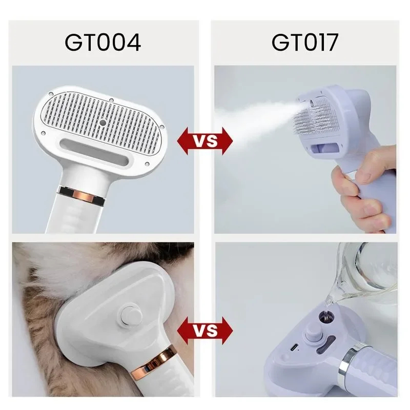 Fido Fave Pet Hair Dryer Steam Brush, Spray Cat Dryer Comb for Shedding, 3 in 1 Cat Steam Comb, Dog Blow Dryer with Water Tank,