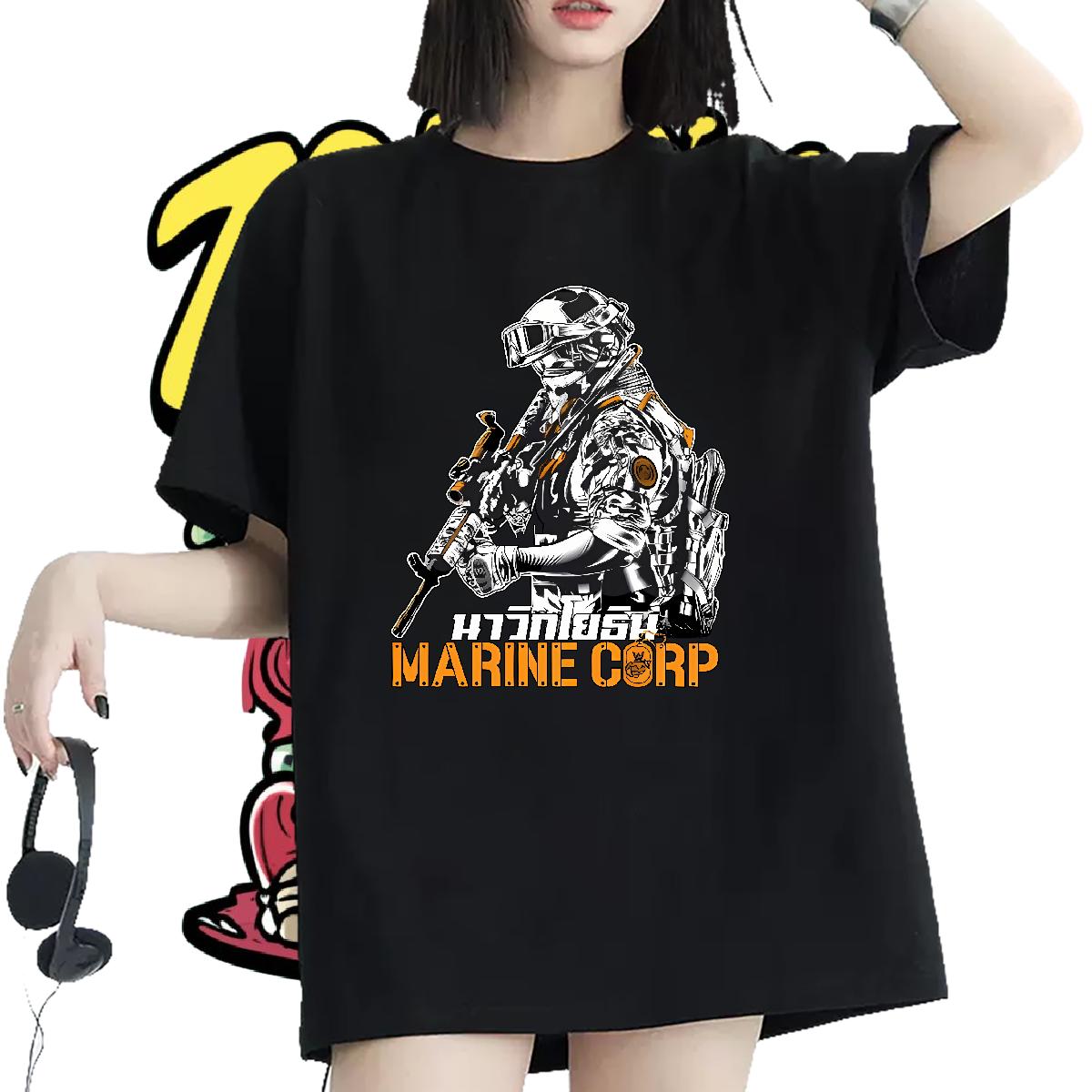 Lady Womens T Shirts Short sleeve Cotton Soft Clothes Daily Outfit Fashion Casual Women Tees Cartoon Floral Printing