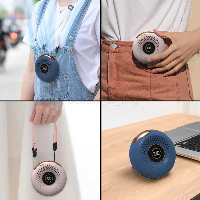 Fashion Portable Bladeless Donut Shape Hanging Neck Fan MINI USB Charging Mute Sports Handheld Neck Fan For Outdoor Sport TravelCL240712
