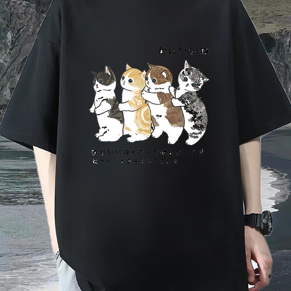 Fashion Design T-Shirts for Men Custom Printed Summer Casual Men Tshirts Breathable Crew Neck Cotton Loose Fit