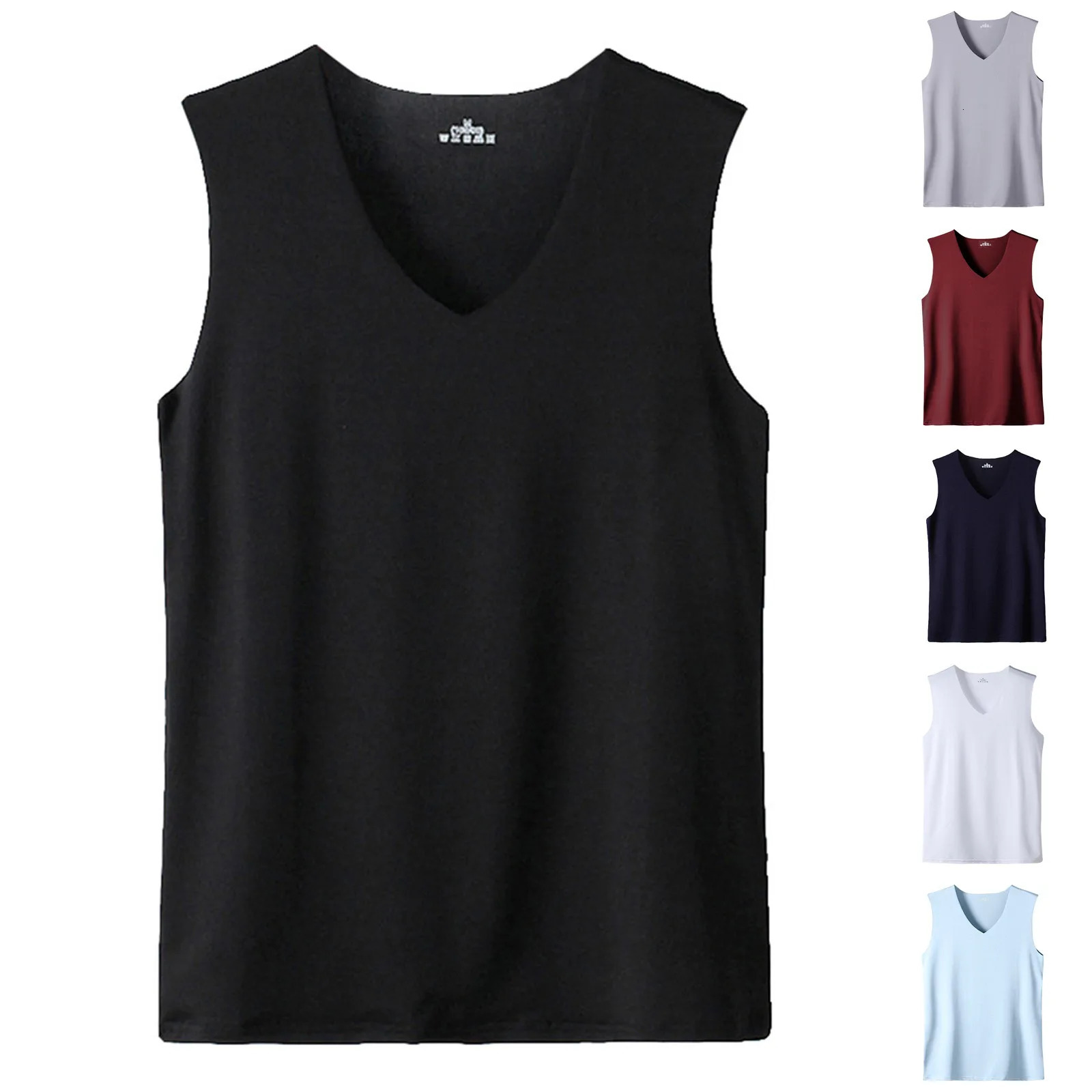 MenS Summer Ice Silk Traceless Thin Breathable Color V-Neck Sleeveless Top Tank Top Men Sleeveless Shirts Y2k MenS Clothing 240703