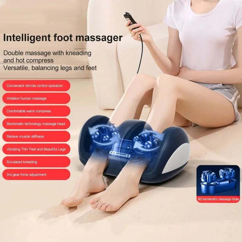 Super large electric foot massager with pressing finger pressing kneading roller heating for muscle massage and foot relief machine 240713