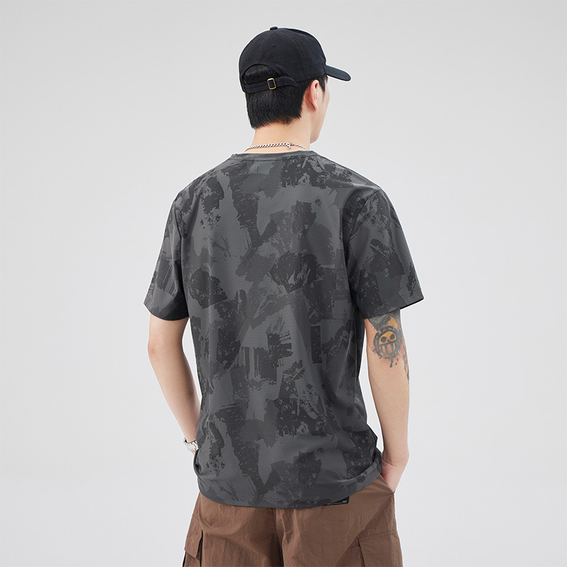 Sports men's summer ice silk thin quick drying short sleeved T-shirt ultra-thin breathable camouflage upper garment