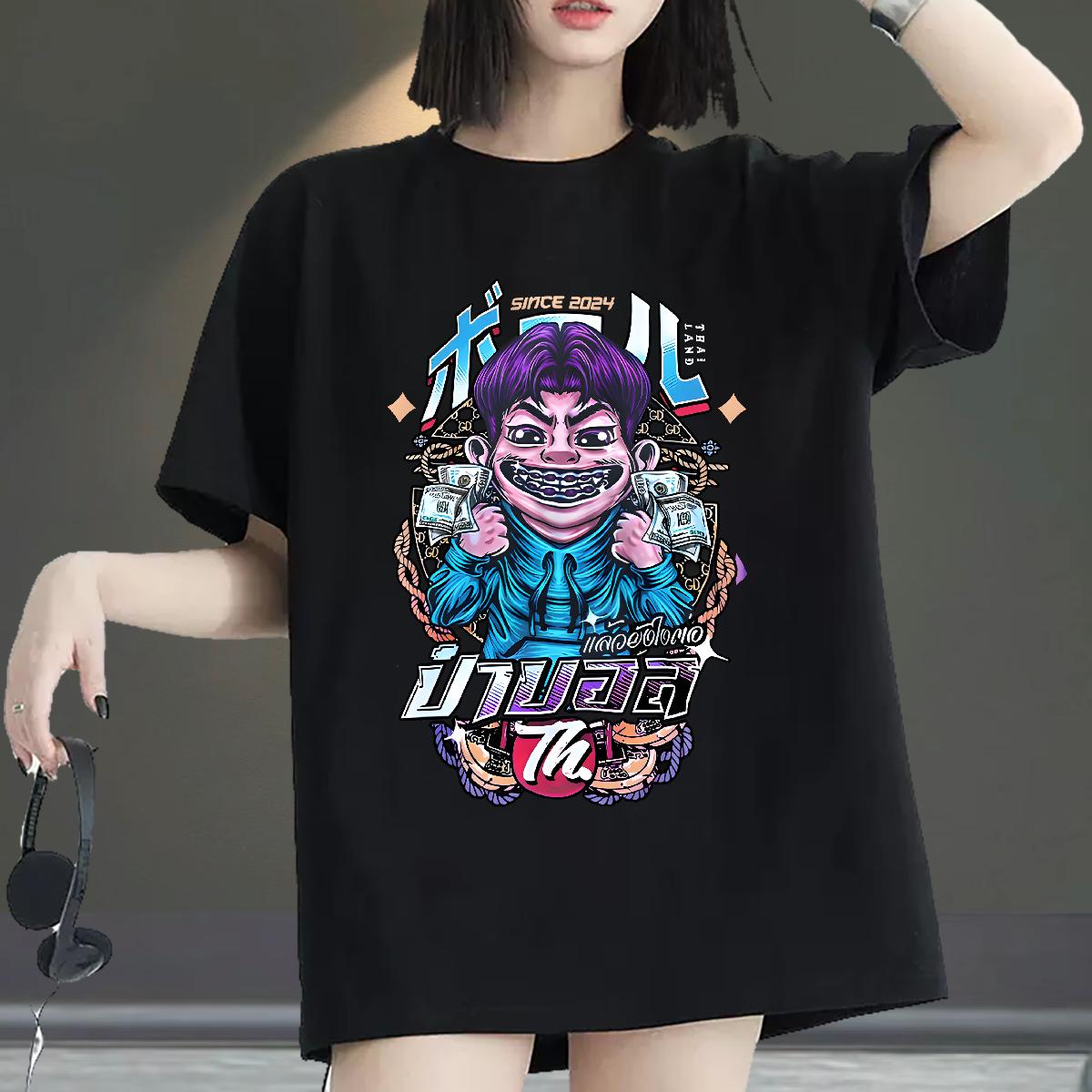 Brand T Shirt For Woman Crew Neck Cotton Clothes Summer Casual Classic Unisex Tshirts Custom Anime
