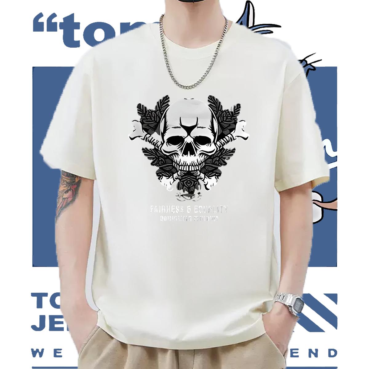 Wholesale T-Shirts Black Oversized Men Tops Tees Home Outdoor O-Neck Short Sleeve Cotton 5A Top Tees