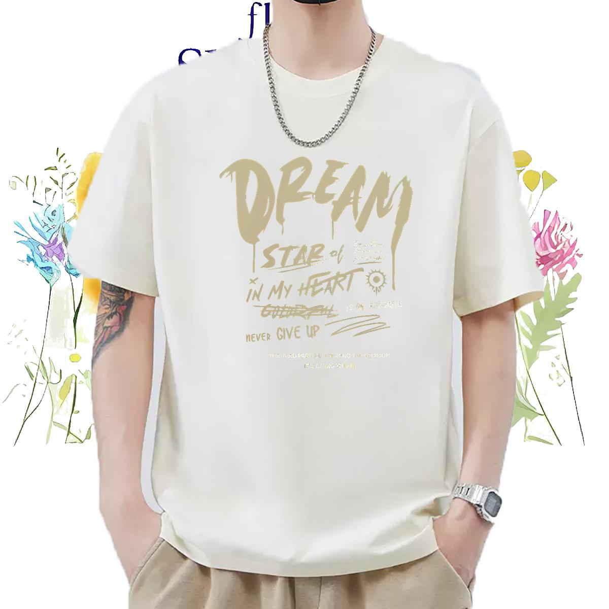 Loose Fit T-Shirts Hip Hop O-Neck Short Sleeve Cotton Tshirt for Man Woman 2024 DIY DIY Printed Top Tees