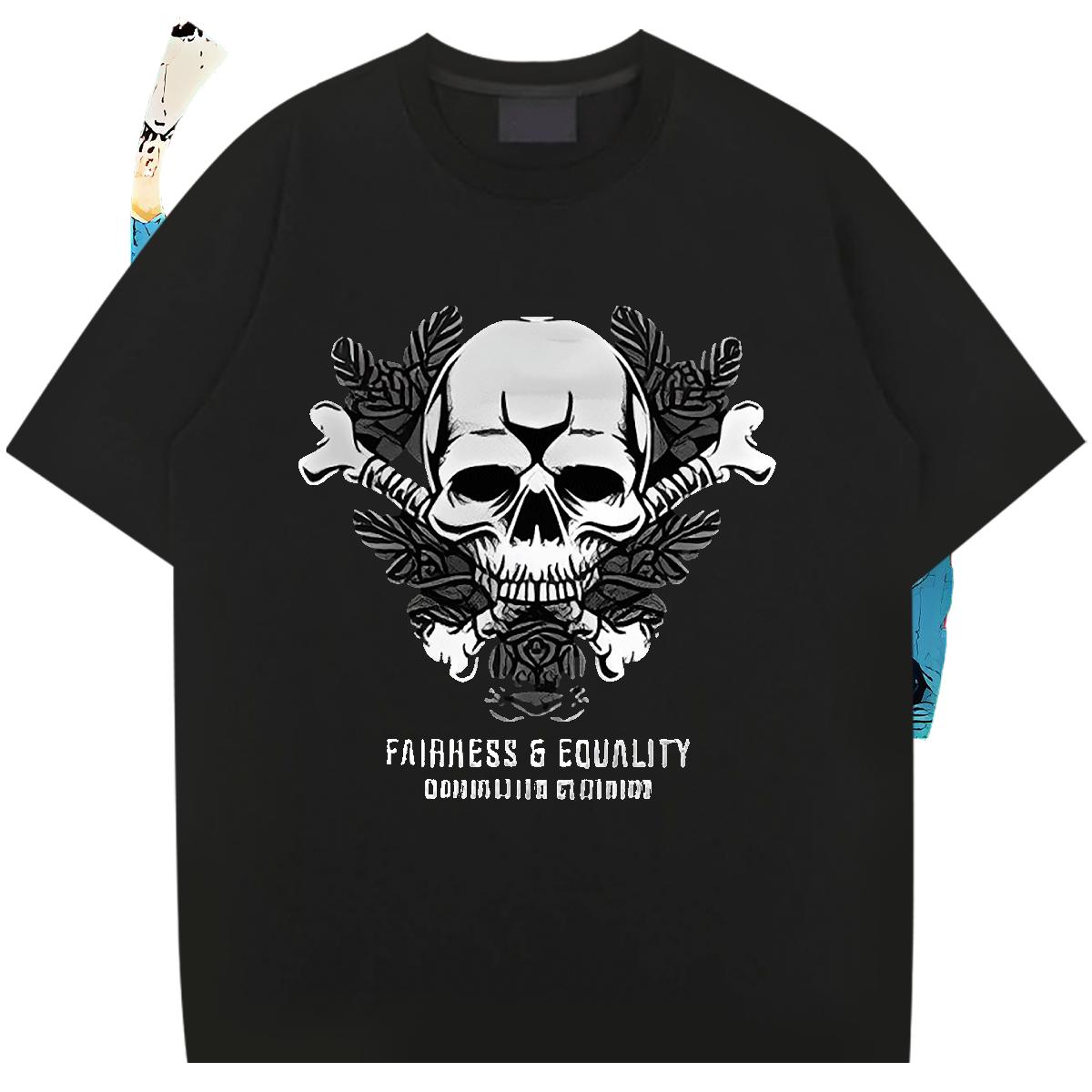 Loose Men Tops Tees O-Neck Short Sleeve Cotton Outdoor Man T Shirts Anime Print Fashion Design Wear