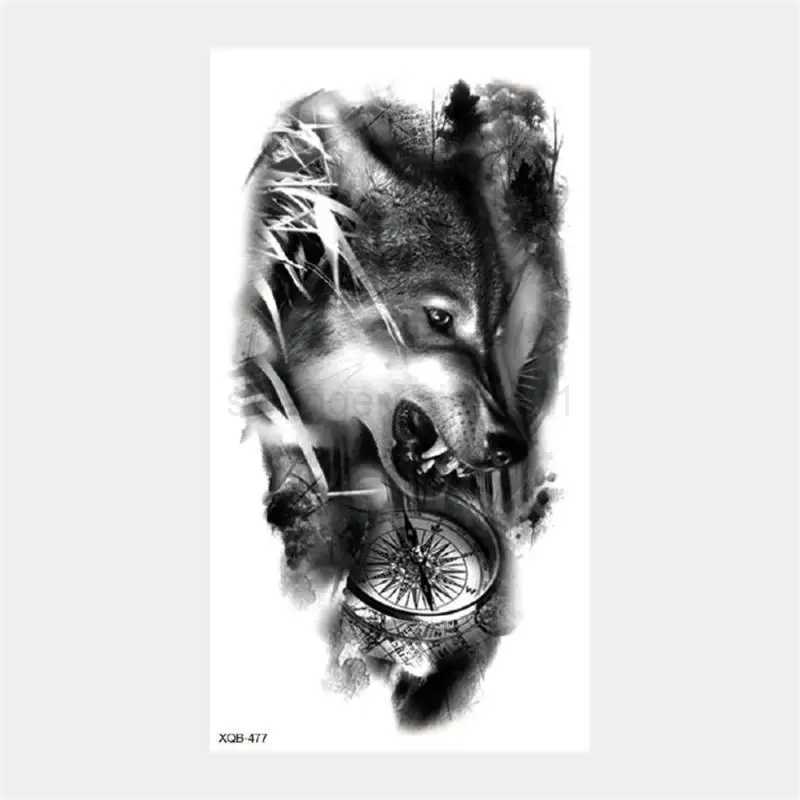 New Half Arm Animal Tattoo Stickers Domineering Lion Tiger Wolf Head Water Transfer Tattoo Stickers Long-lasting And ColorfastB240713