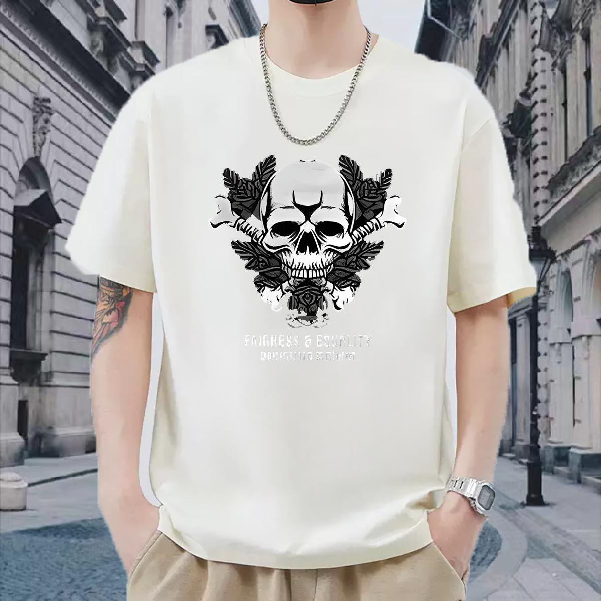 2024 T Shirts Men DIY Printed Summer Casual Men Clothes T-Shirt O-Neck Short Sleeve Cotton Loose Fit