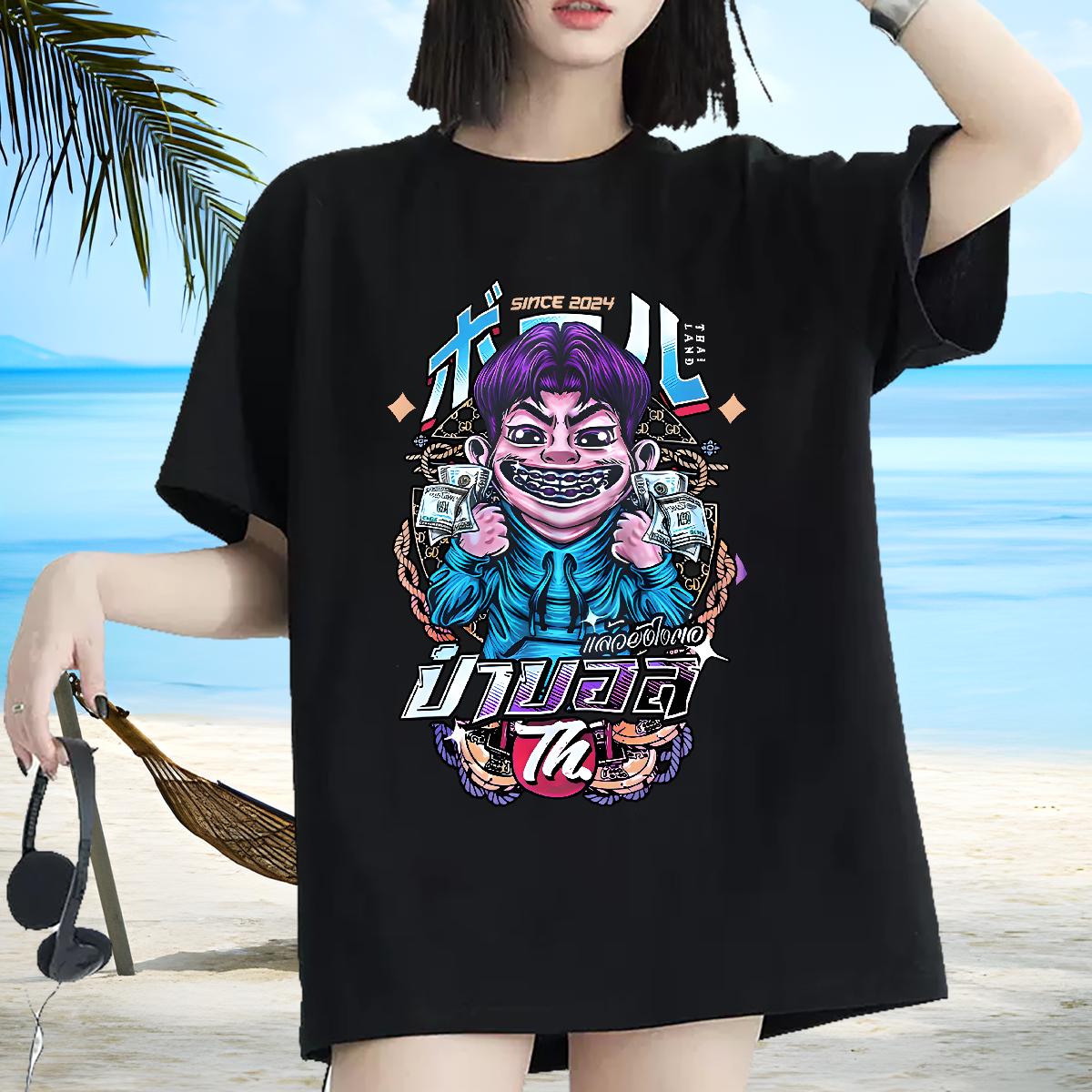 Lady Womens T Shirts Cotton Comfortable Tees Summer Casual New Arrival Unisex Tshirts Black White