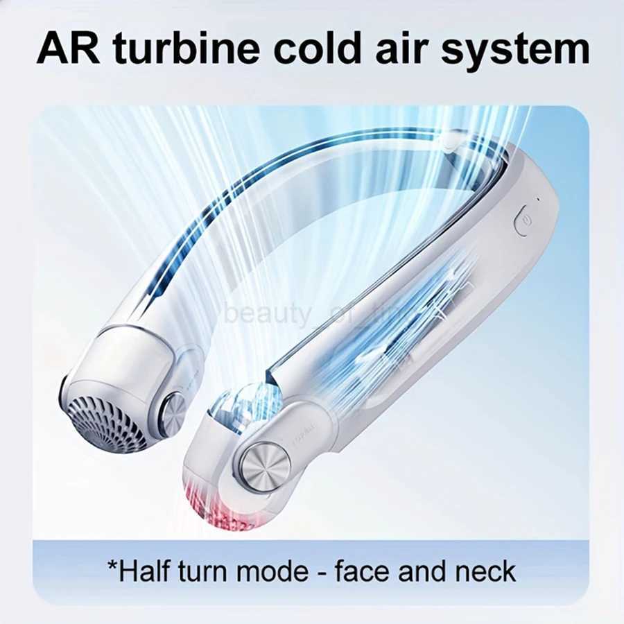2024 New 360 Air Supply Hanging Neck Fan Portable Air Conditioner Bladeless Fan Rechargeable Air Cooler Tilting Strong WindCL240712