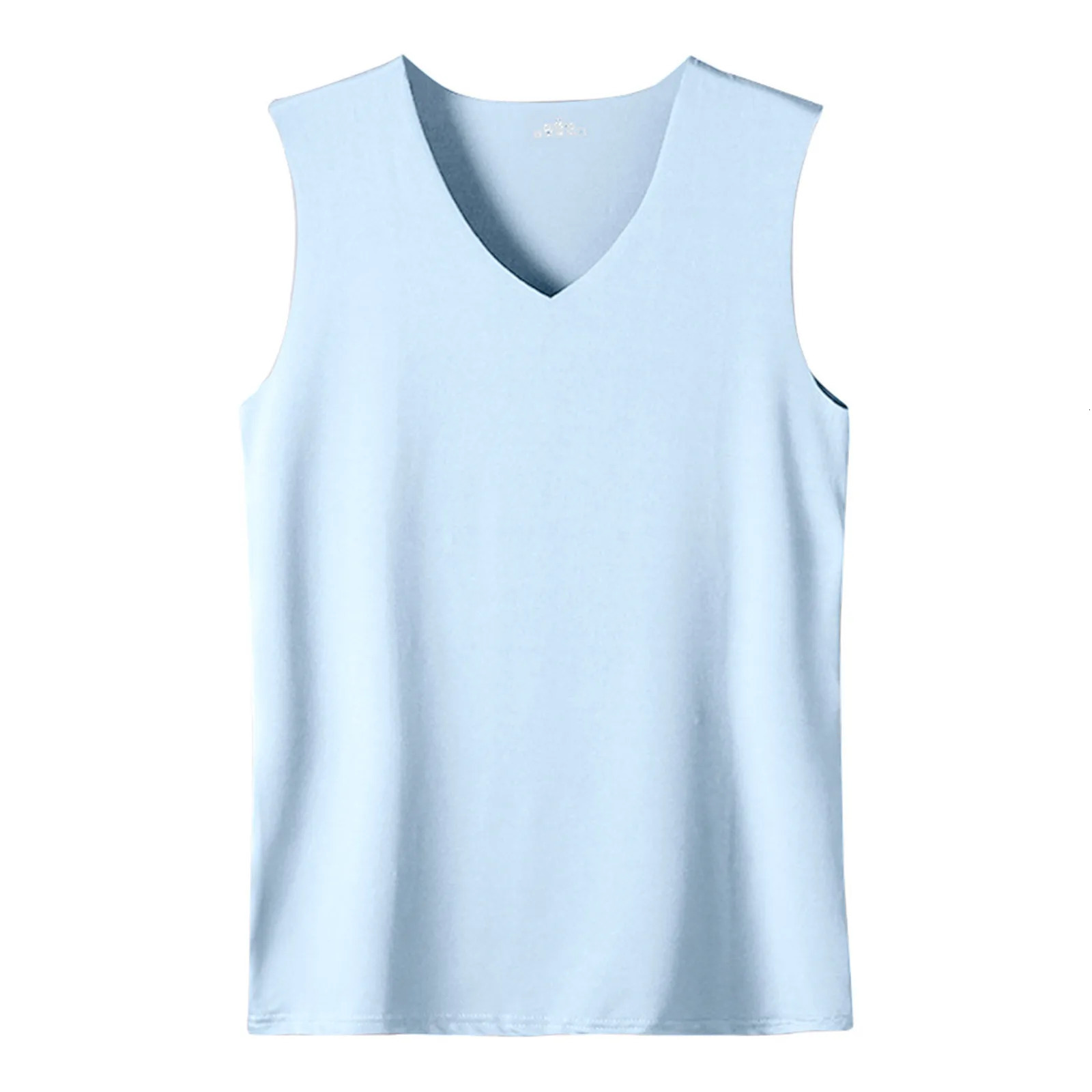 MenS Summer Ice Silk Traceless Thin Breathable Color V-Neck Sleeveless Top Tank Top Men Sleeveless Shirts Y2k MenS Clothing 240703
