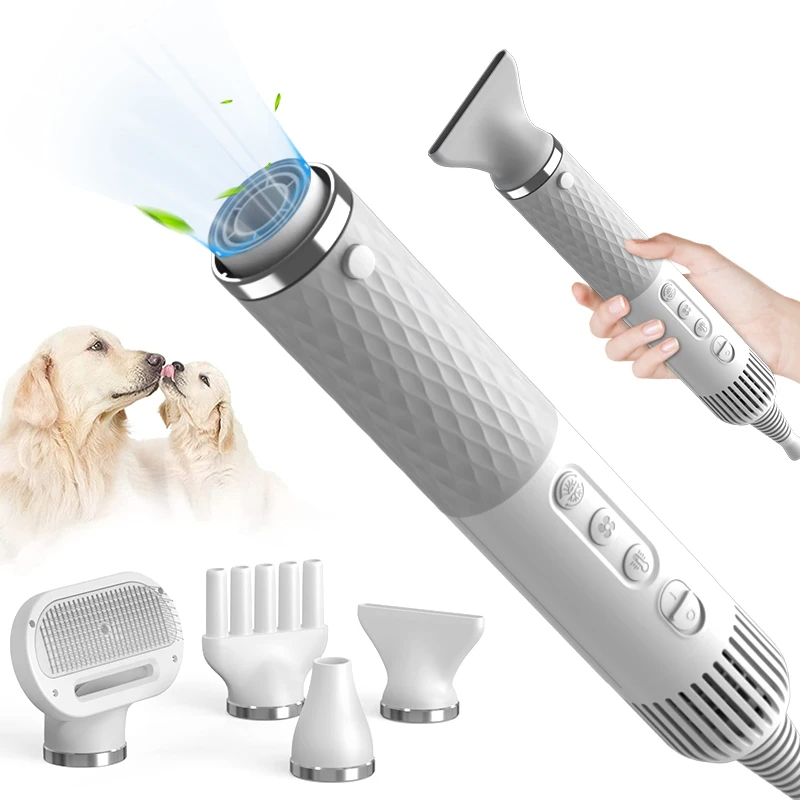 ROJECO Pet Hair Dryer Grooming Comb Brush For Dogs Cat Smart Control Dog Blow Dryer Portable 2 in 1 Hand-held Mini Pet Blower
