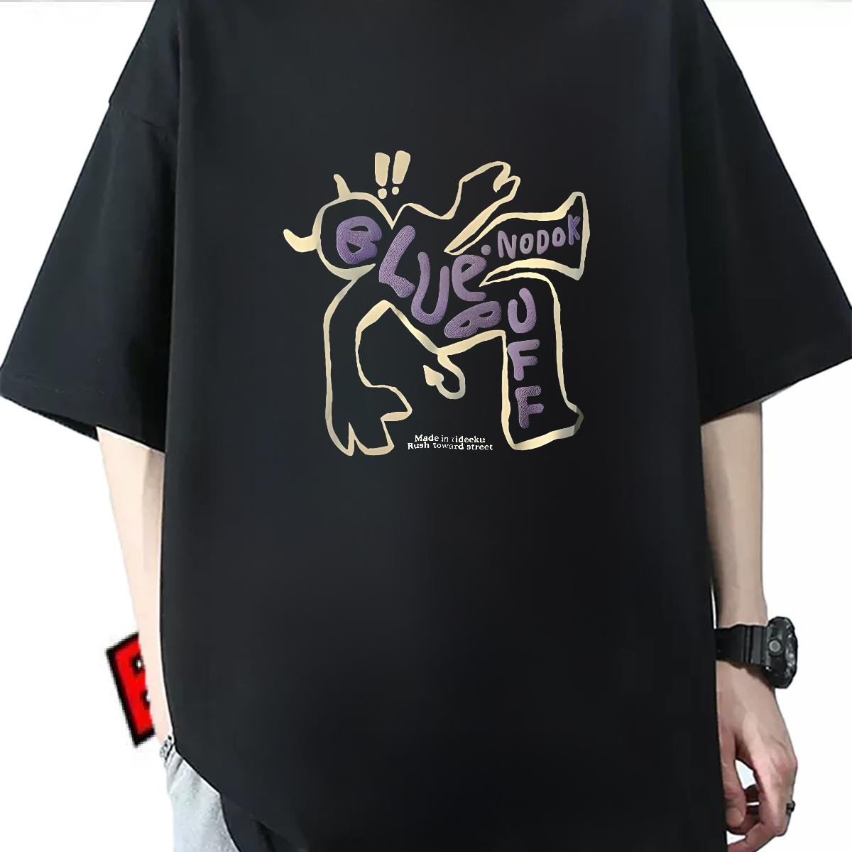 New Designer T-Shirts for Men Anime Print Couples T Shirts High Street Hip Hop Crew Neck Cotton Comfortable Tops Tees